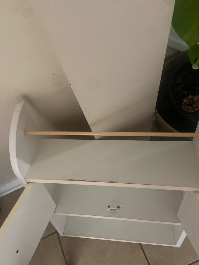 White Wooden Shelf with Cabinet - photo 3