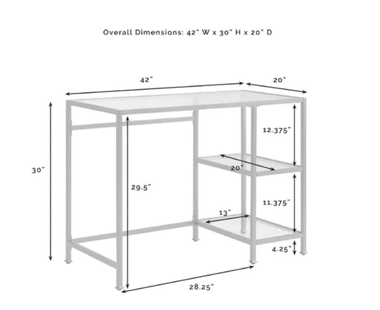 Glass Top Writing Desk / TV table/ entry table with Gold Frame - photo 2