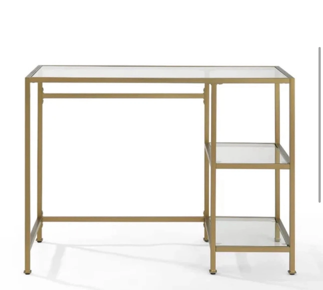 Glass Top Writing Desk / TV table/ entry table with Gold Frame - photo 4