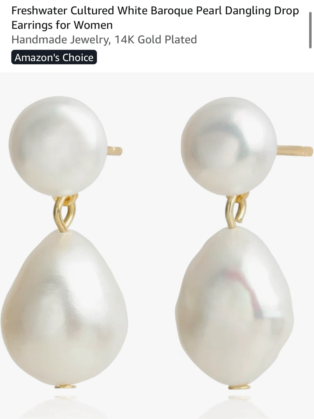 NEW Kikaki Freshwater Baroque Earrings - 14K Gold Plated - photo 2