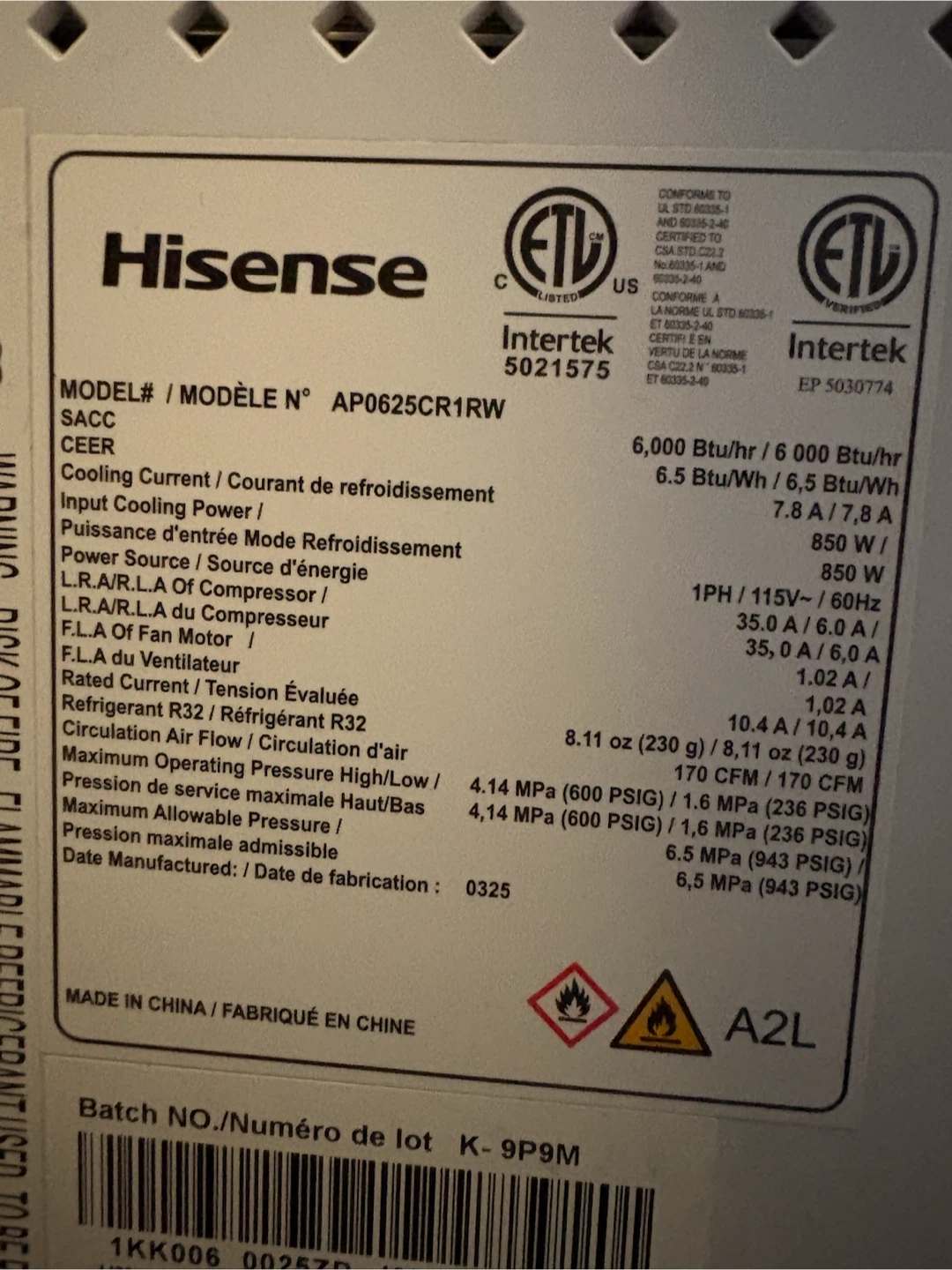 Hisense AP0625CR1RW Portable Air Conditioner - photo 2