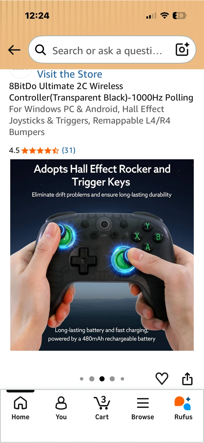 8BitDo Ultimate 2C Wireless Controller (Transparent Black) - photo 3