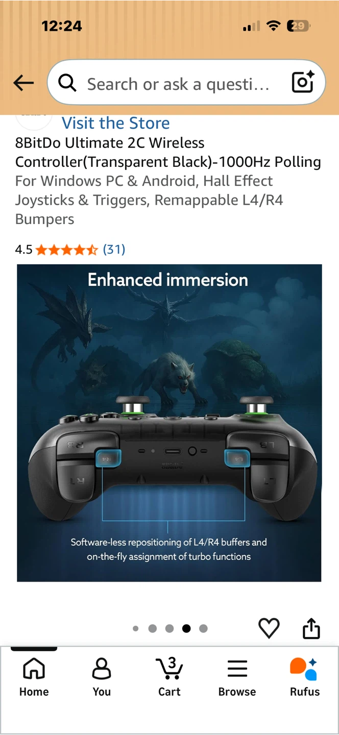 8BitDo Ultimate 2C Wireless Controller (Transparent Black) - photo 5