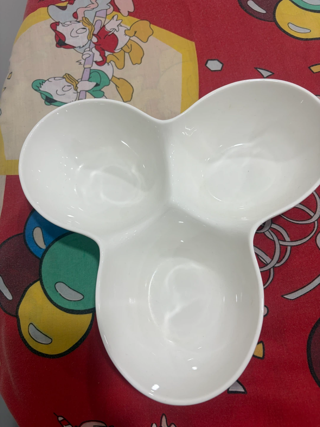 White Three-Compartment Serving Dish