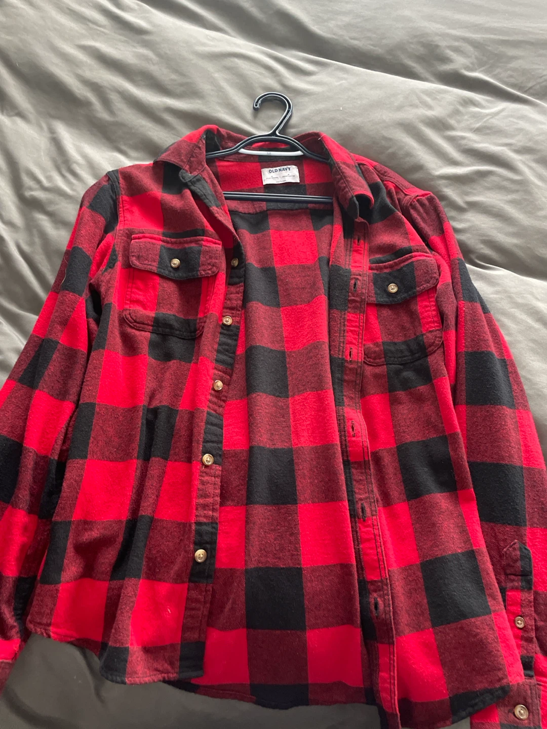 Old Navy Flannel Shirt - Red/Black Plaid - Size M