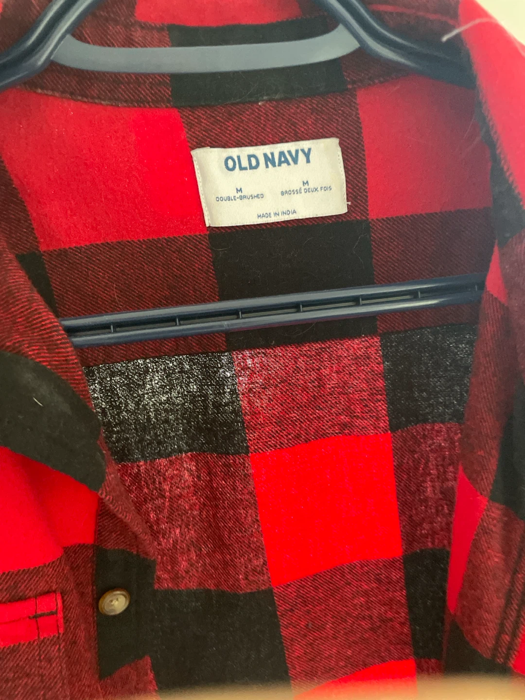 Old Navy Flannel Shirt - Red/Black Plaid - Size M - photo 3