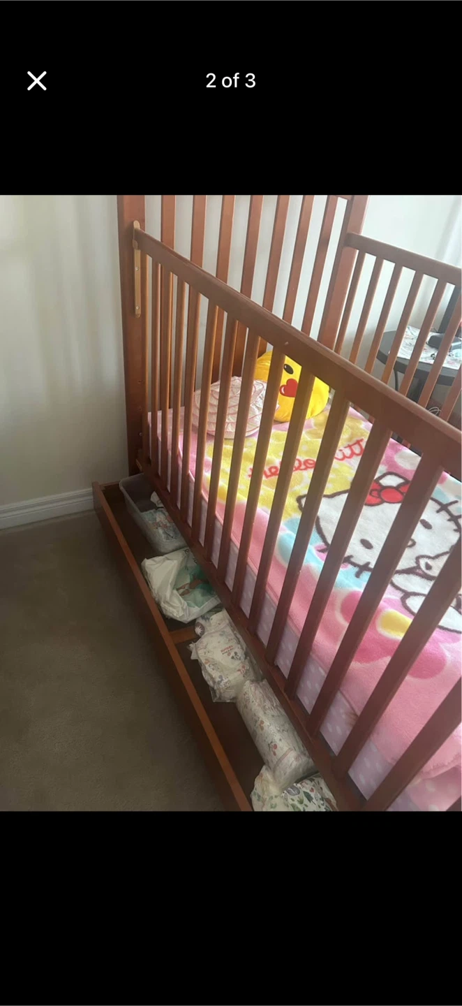Wooden Baby Crib with Drawer - photo 2
