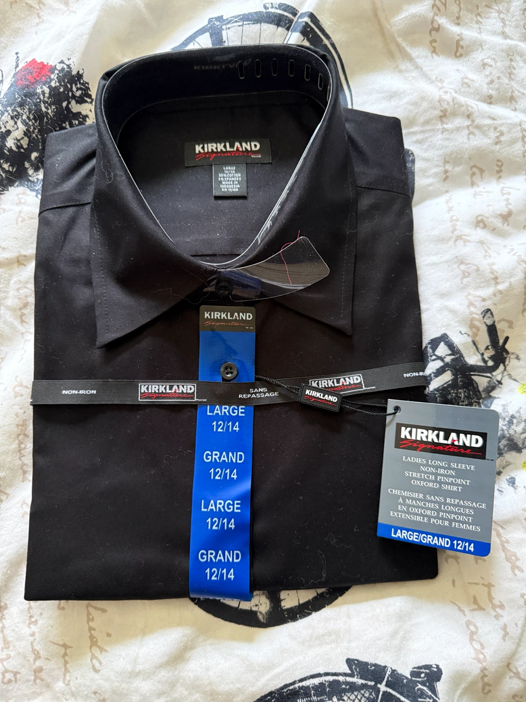 Kirkland Signature Ladies Long Sleeve Black Oxford Shirt