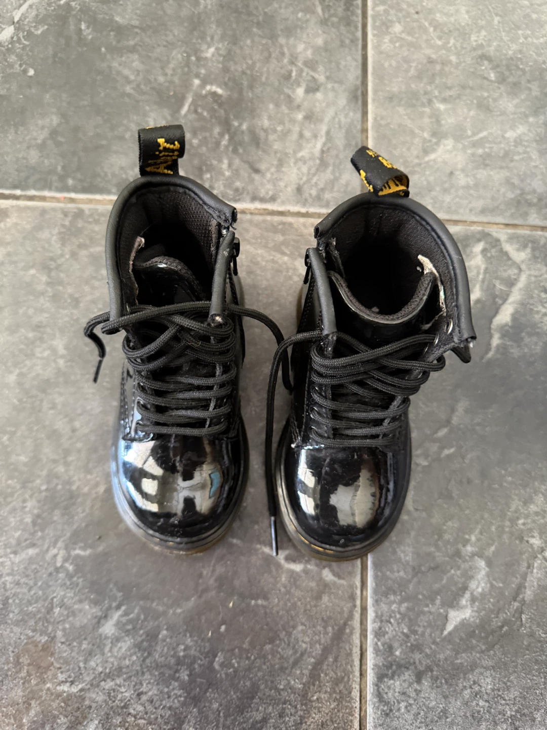 Dr. Martens Kids Black Patent Leather Boots