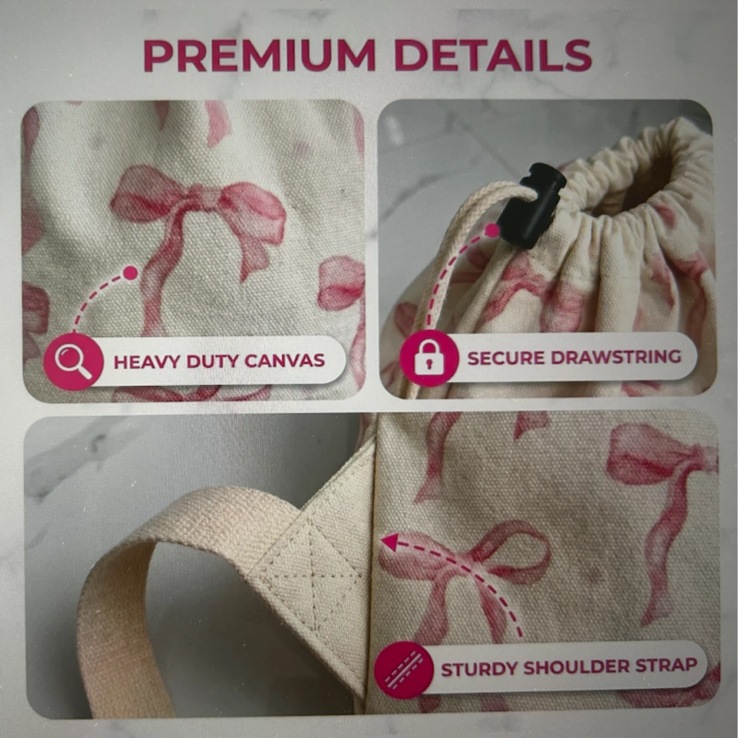 2 Large Laundry Bags with Pink Bows - Brand New - photo 5