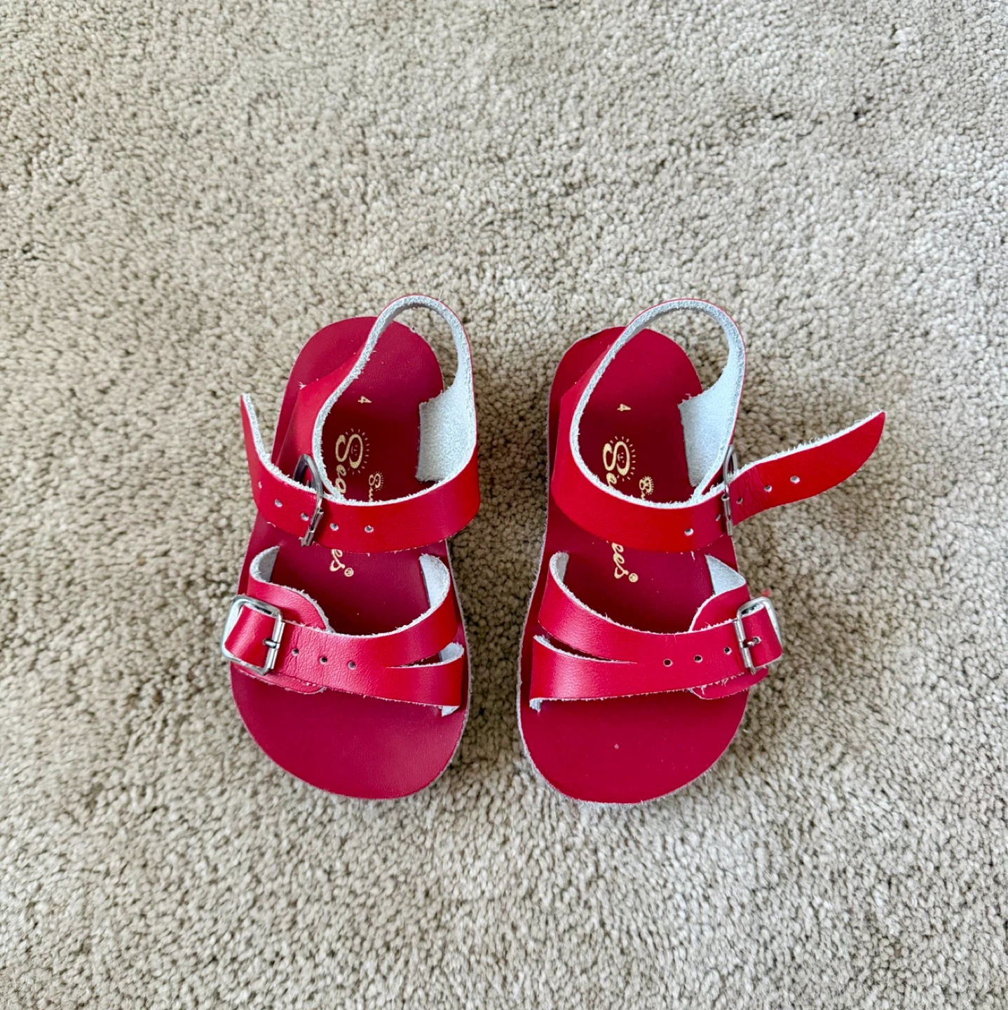 Salt-Water Sandals Red Leather Sandals - Size 5