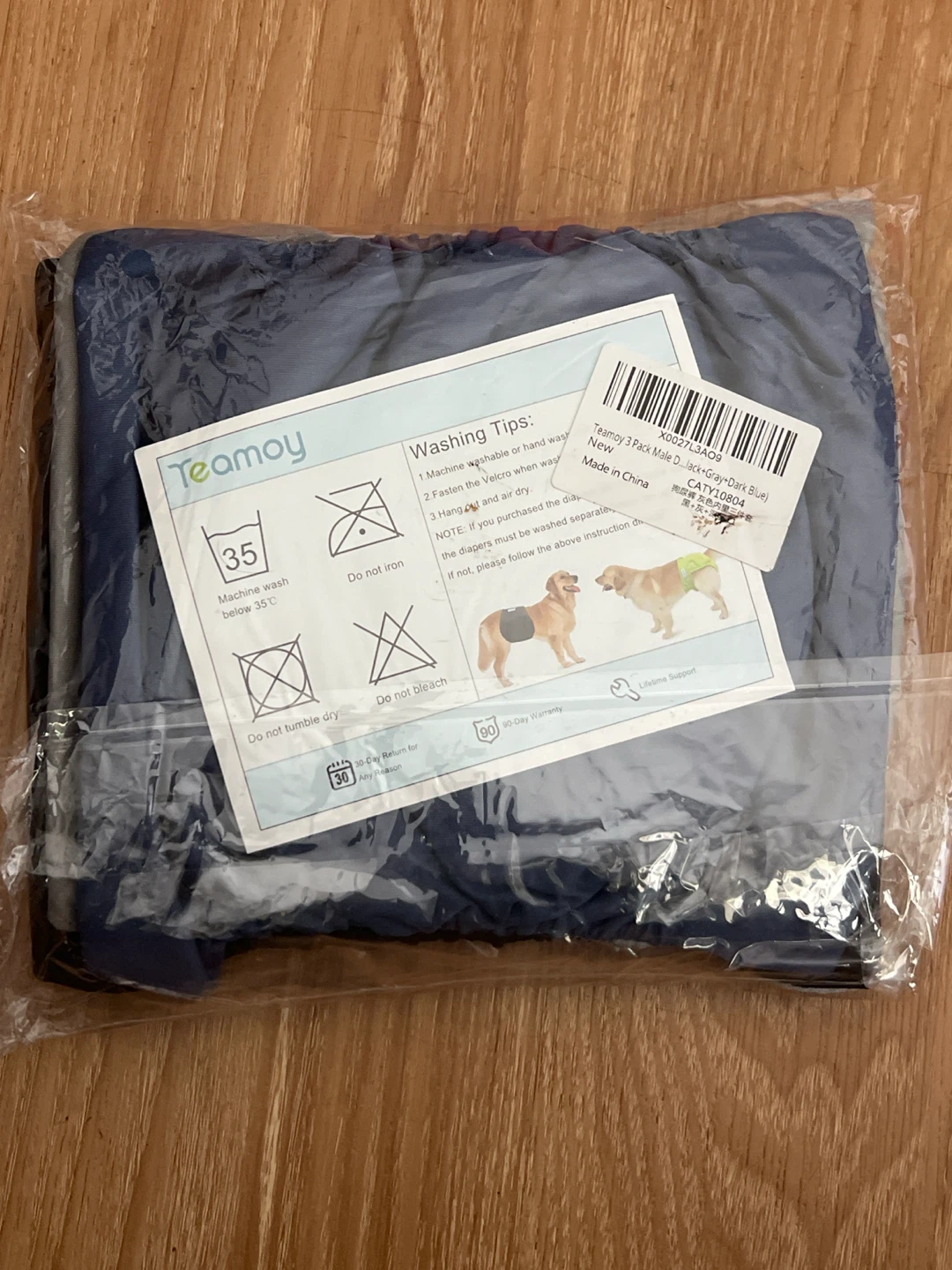 Teamoy 3 Pack Dog Diapers Male - Dark Blue