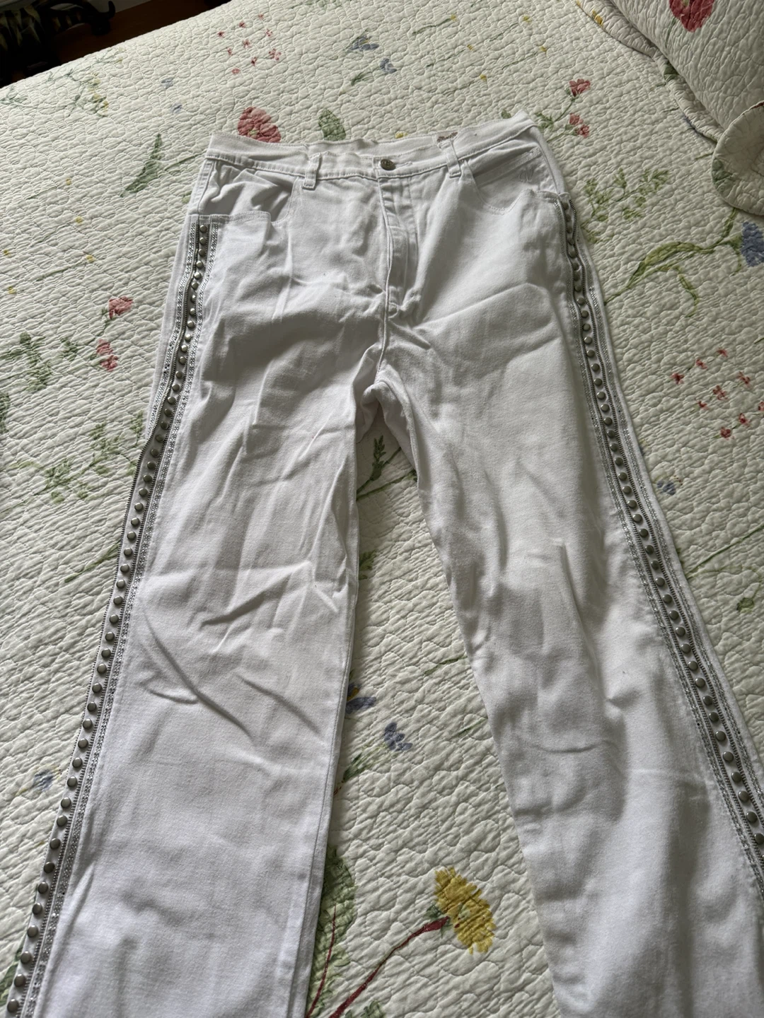 Variations White Embellished Pants Size M
