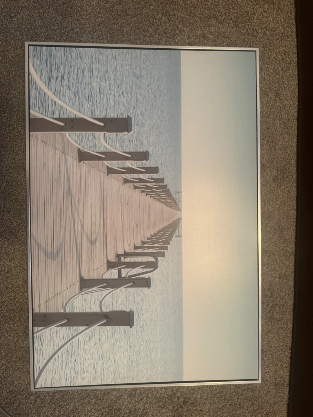 Large Framed Coastal Pier Wall Art – Excellent Condition - photo 3
