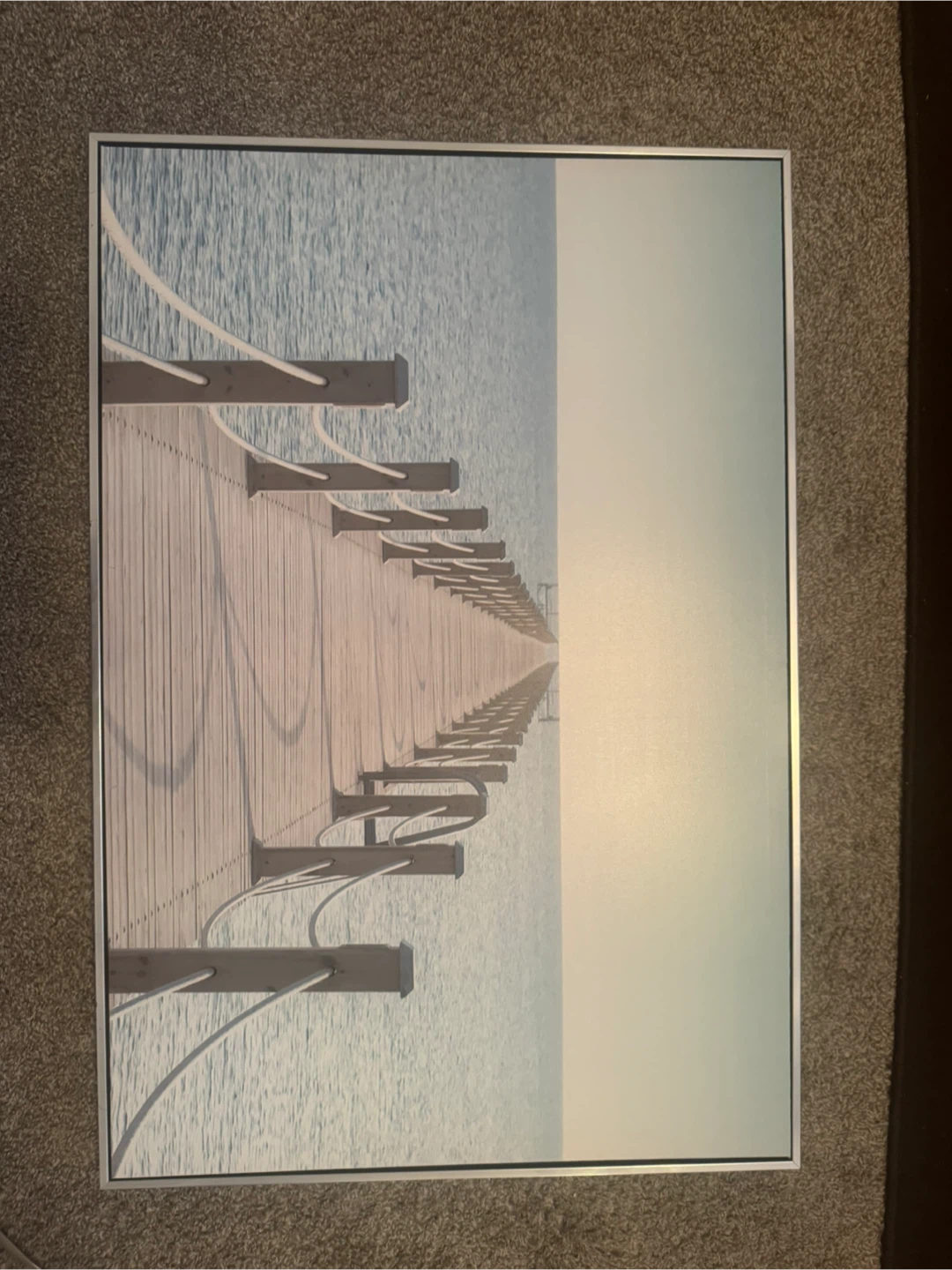 Large Framed Coastal Pier Wall Art – Excellent Condition - photo 2