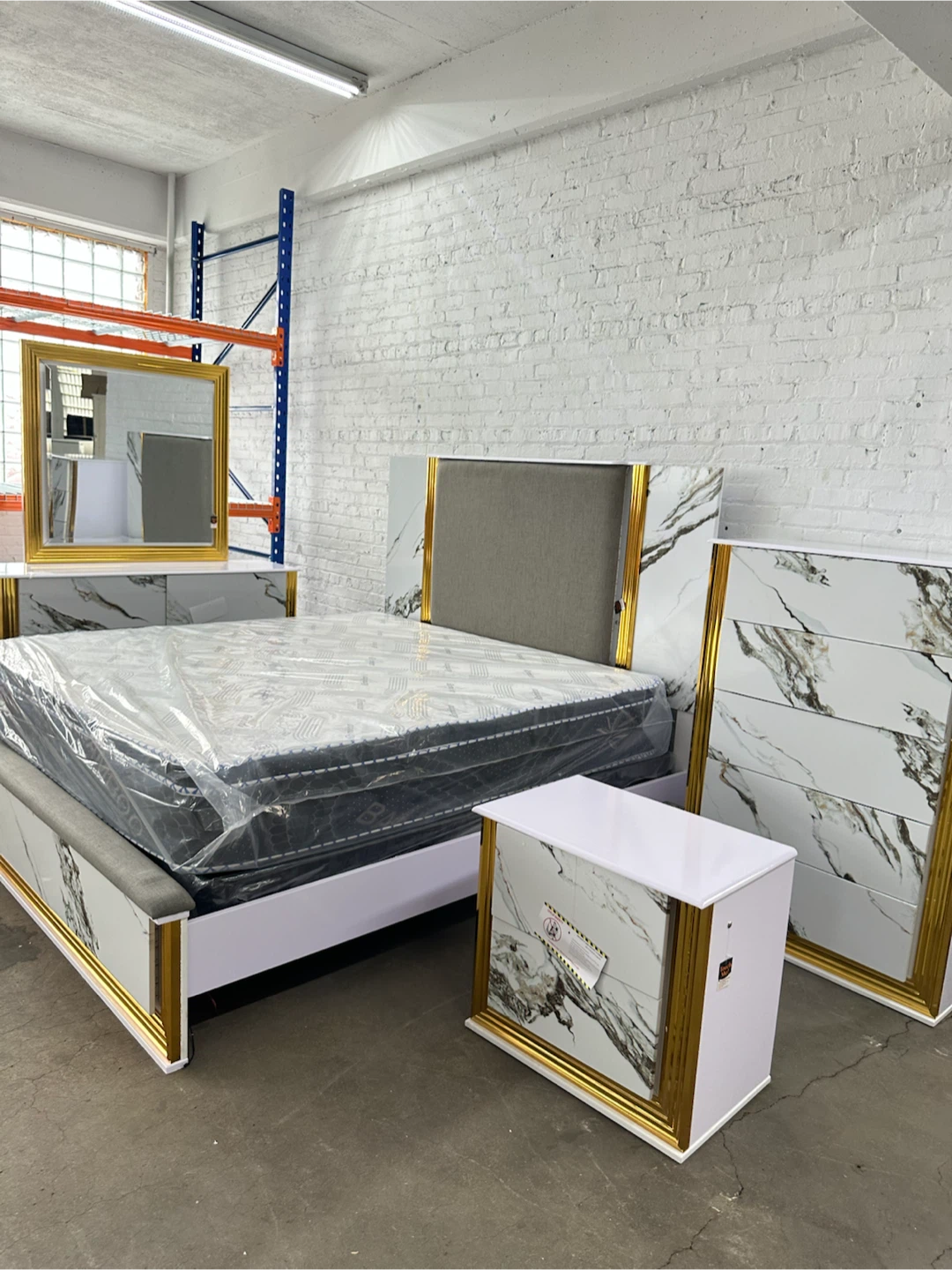 Marble top bedroom set bf Mr dr ns