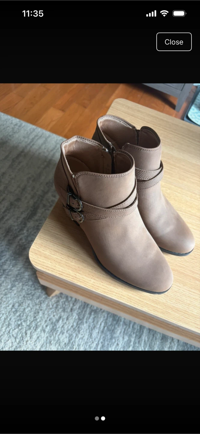 Women's Brown Ankle Boots with Buckle Detail - photo 2