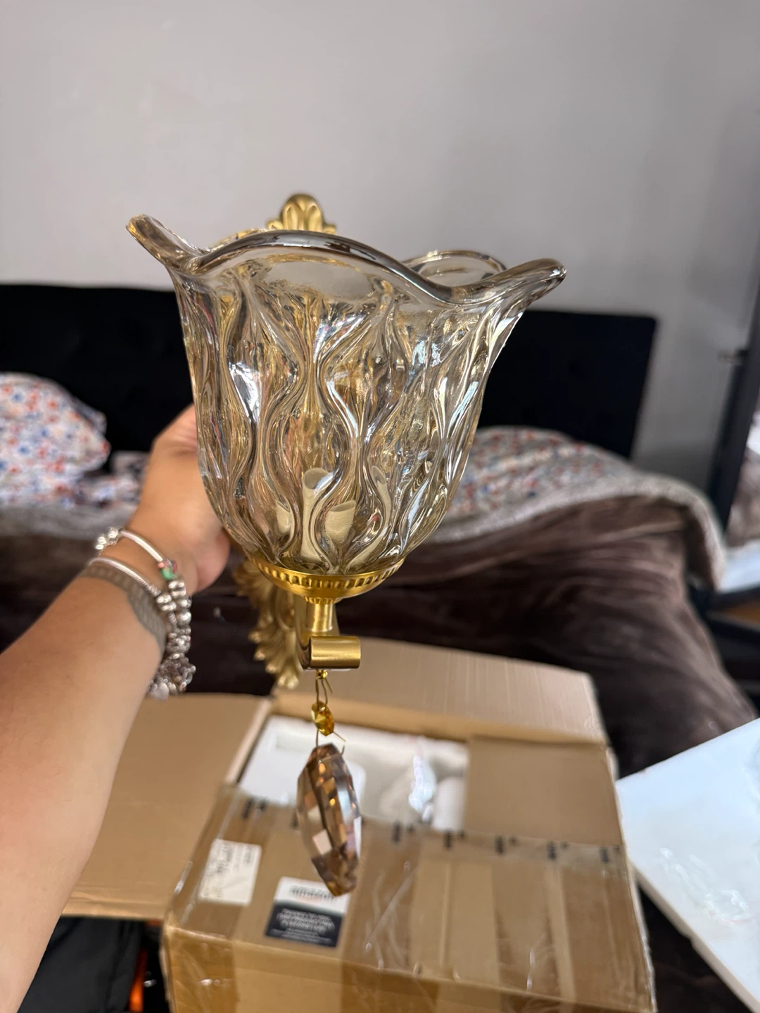 Gold Wall Sconce with Crystal Accent - photo 3