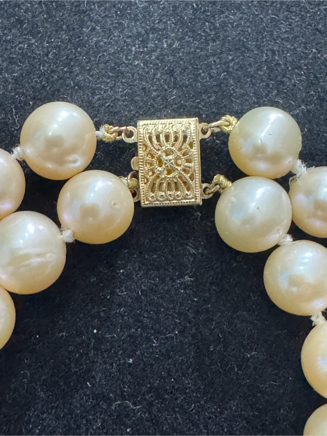 Pearl Necklace with 14K Gold Filigree Clasp 18 inches long - photo 4