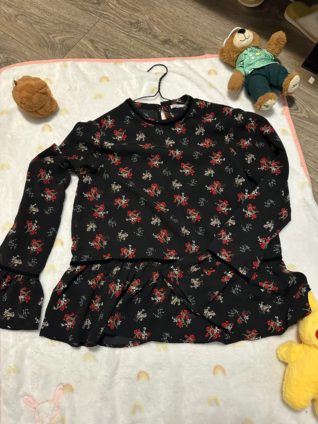 Dex Floral Print Peplum Blouse - Size S