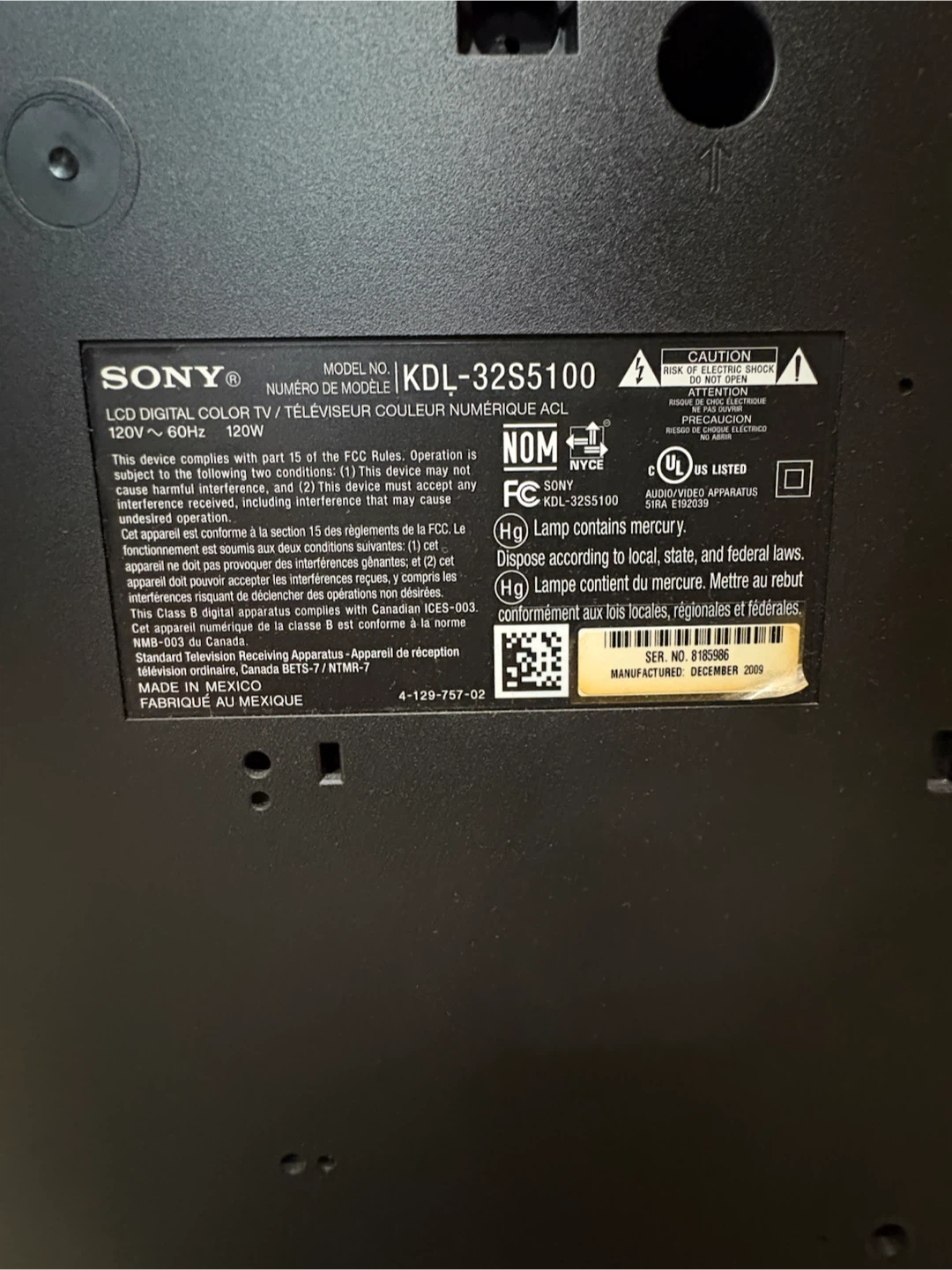 Sony BRAVIA KDL-32S5100 LCD TV - photo 3