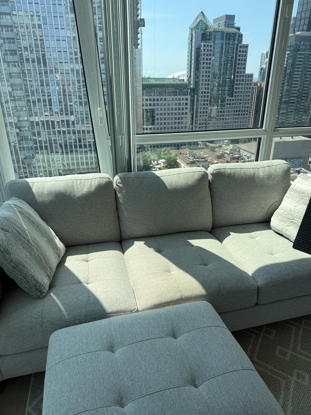 Grey Sectional Sofa with Ottoman - photo 2