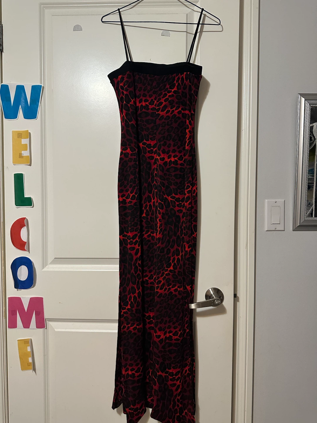 Red Leopard Print Maxi Dress