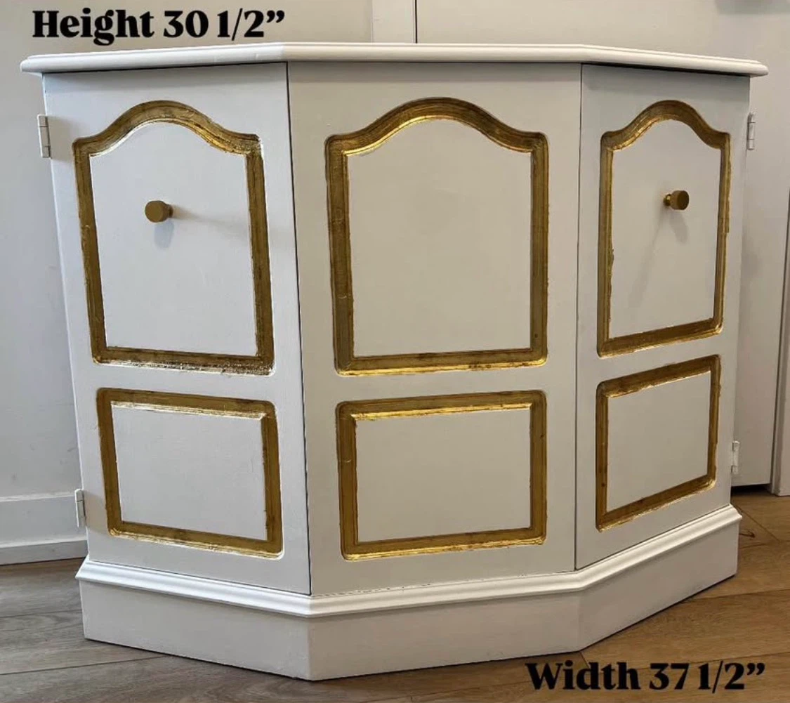 White Corner Cabinet/Hutch with Gold Leaf Trim - photo 2