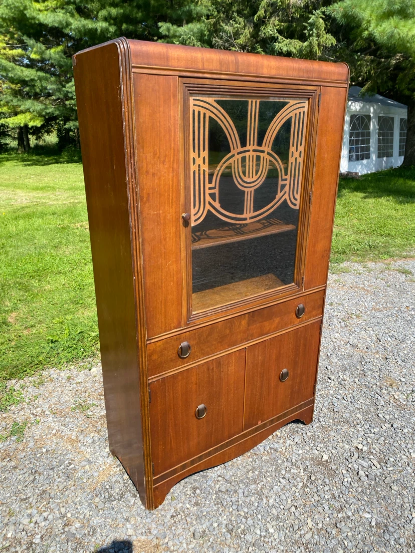 Vintage Art Deco Krug Bros Waterfall China Cabinet (CAN DELIVER) - photo 3