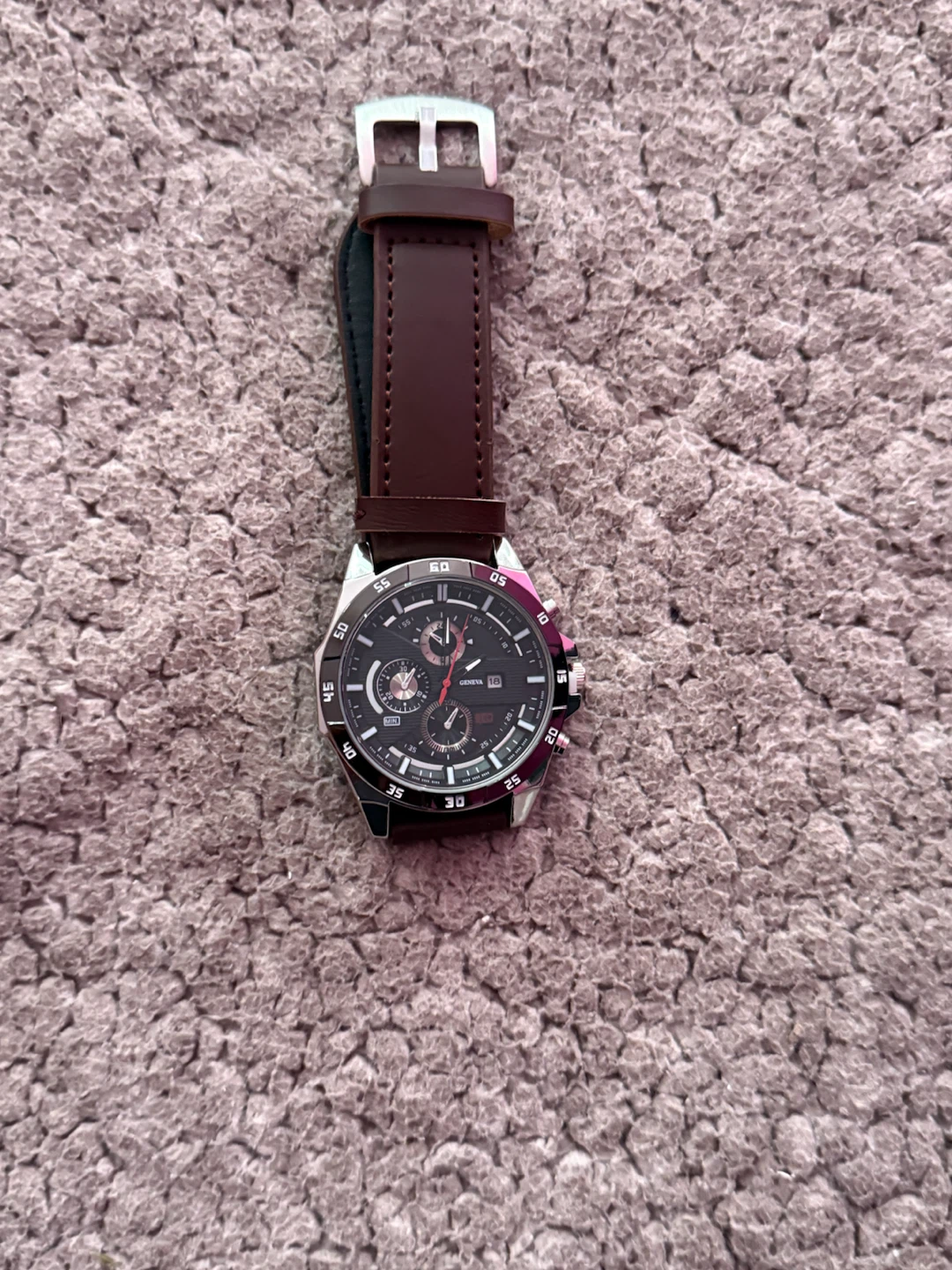 Mens Quartz Chronograph Watch - Brown Leather Strap