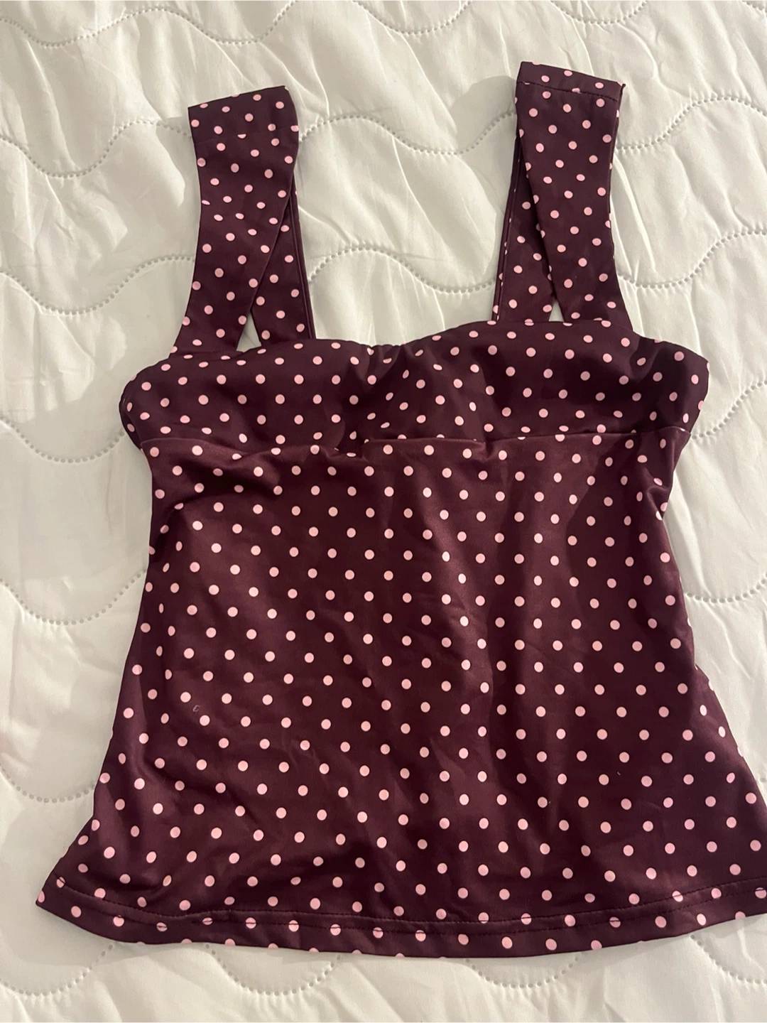 Burgundy & Pink Polka Dot Top
