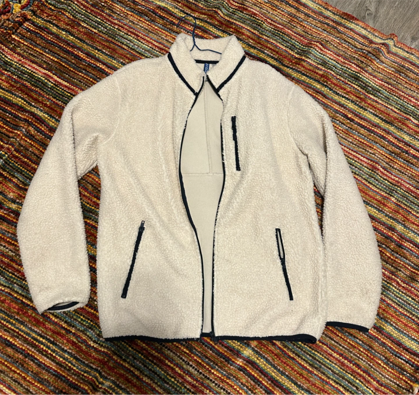 H&M Cream Sherpa Fleece Zip-Up Jacket
