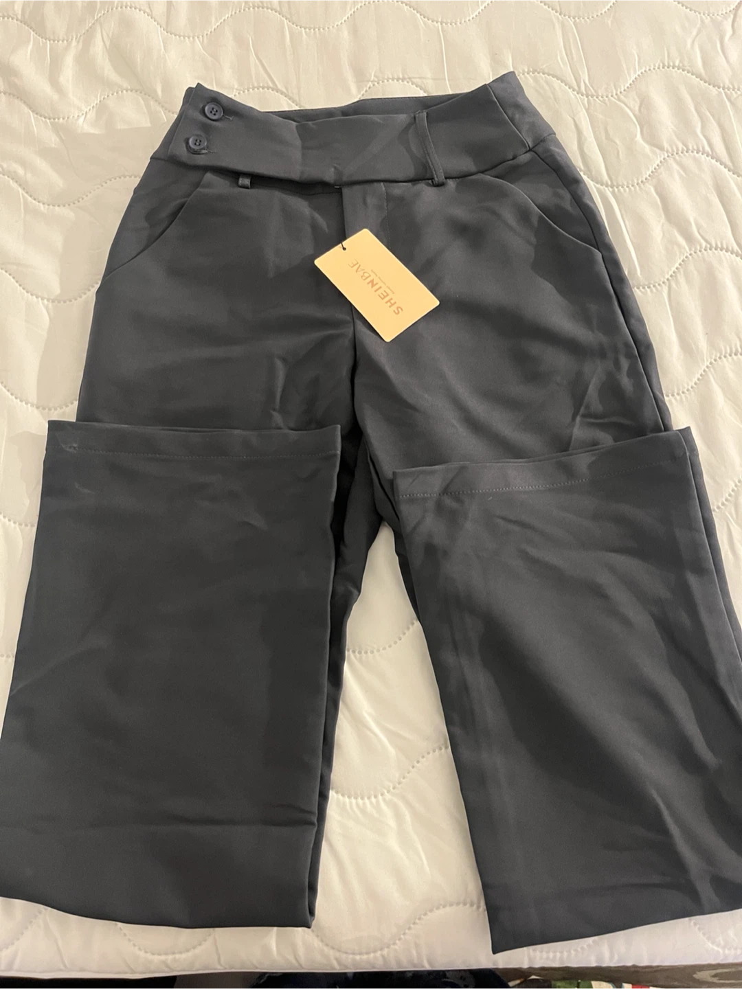 Grey Wide Leg Dress Pants