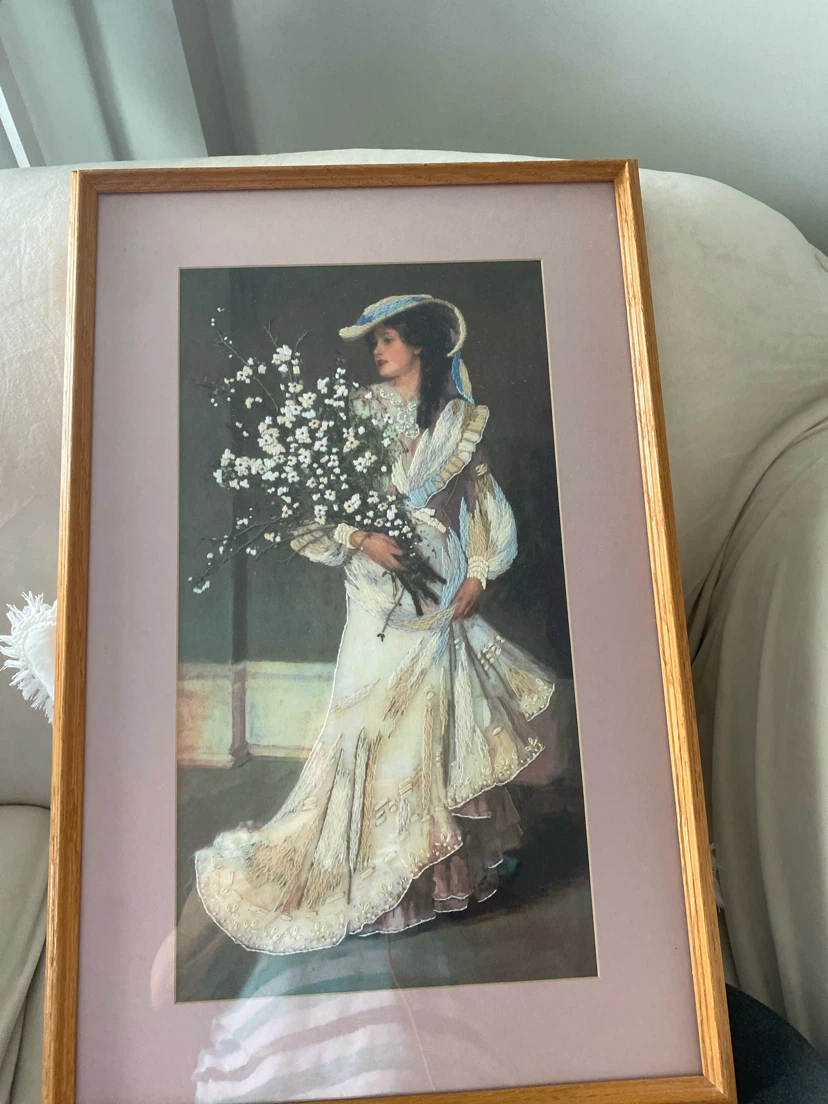 Framed Print of Victorian Woman with Flowers
