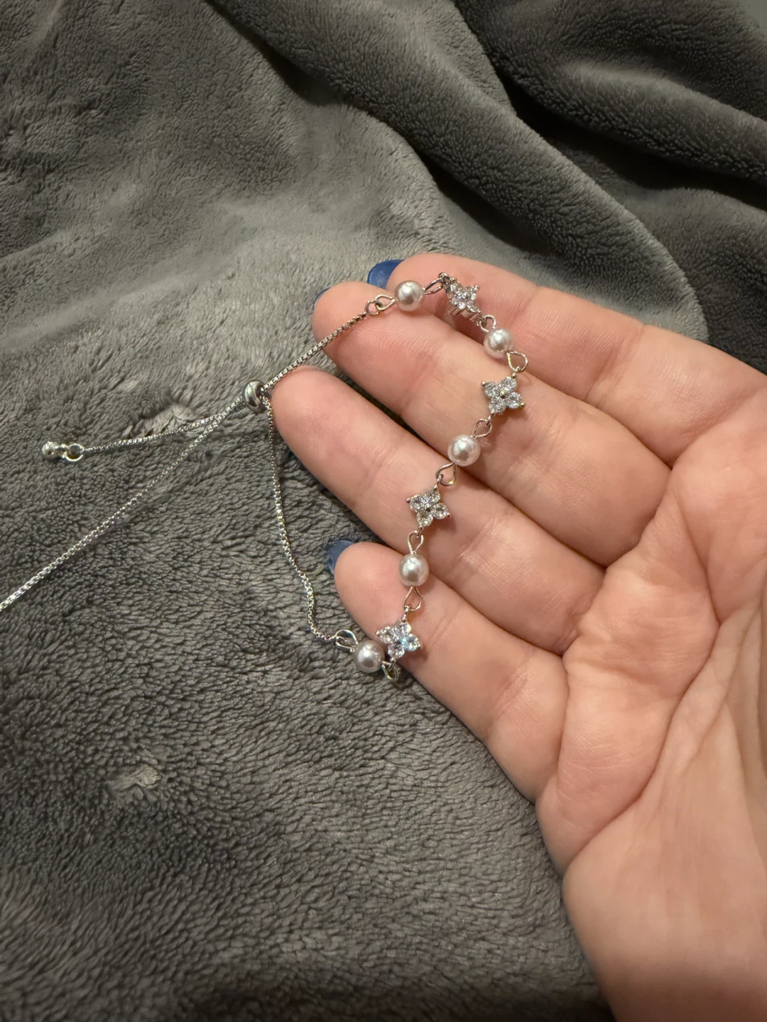 Silver-tone bracelet with pearls and butterfly charms - photo 2
