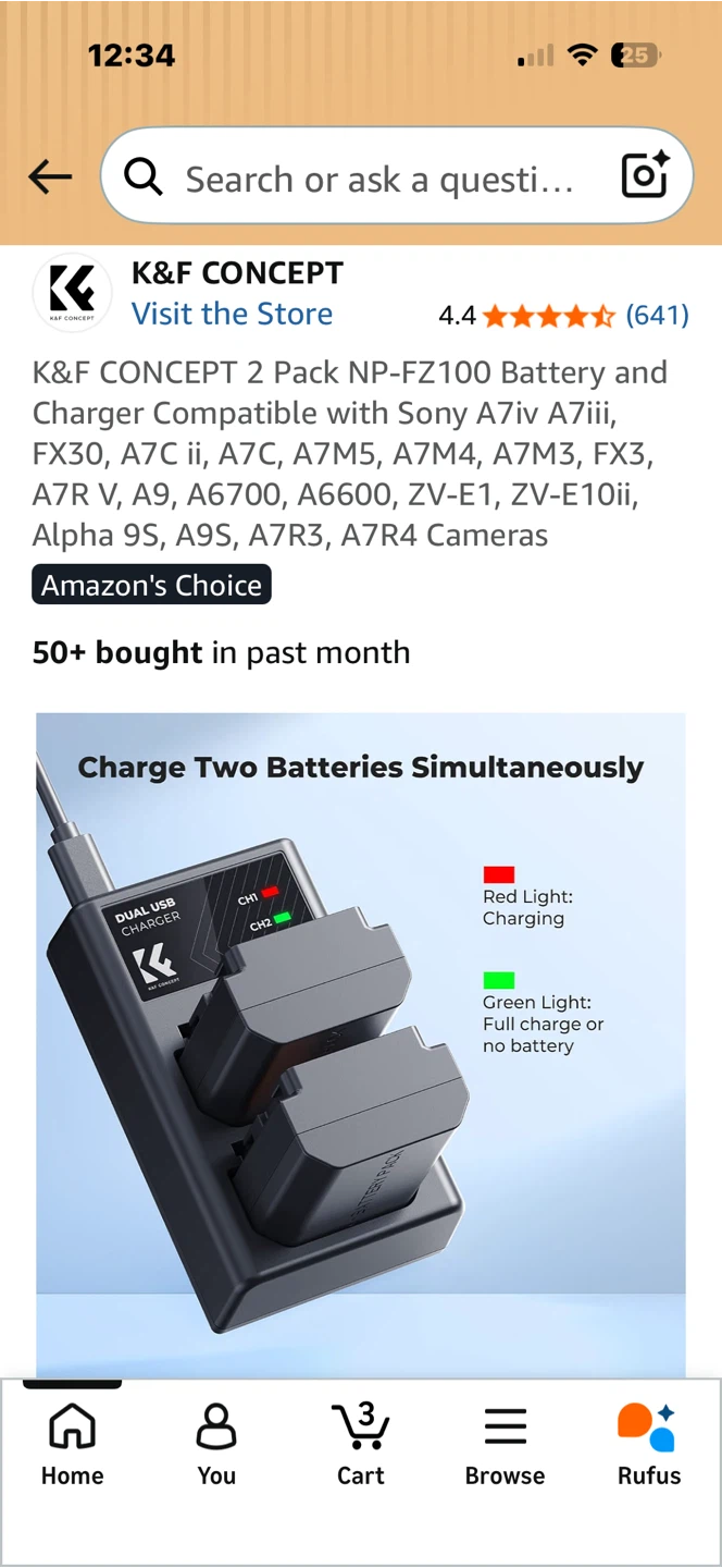 K&F CONCEPT 2 Pack NP-FZ100 Battery and Charger - photo 5