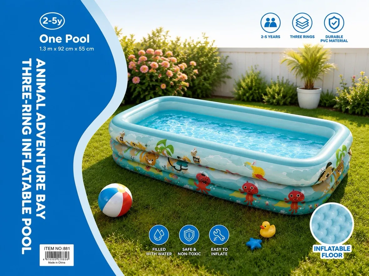 Animal Adventure Bay Three-Ring Inflatable Pool