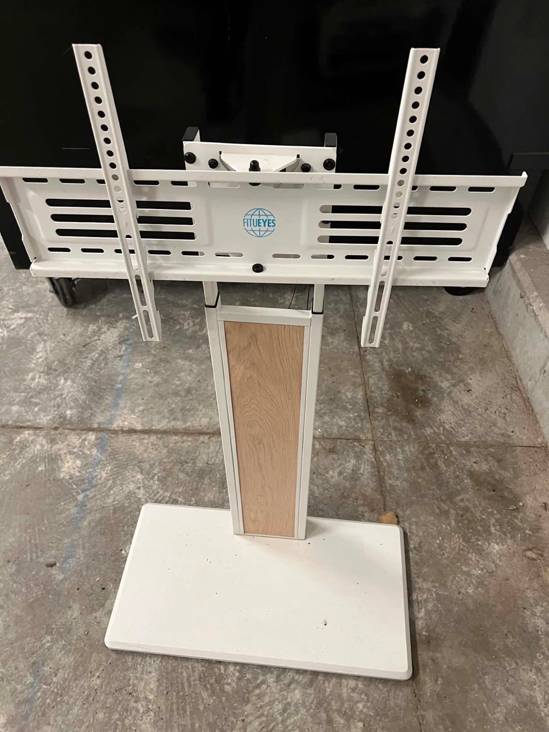 FITUEYES White TV Stand with Wheels