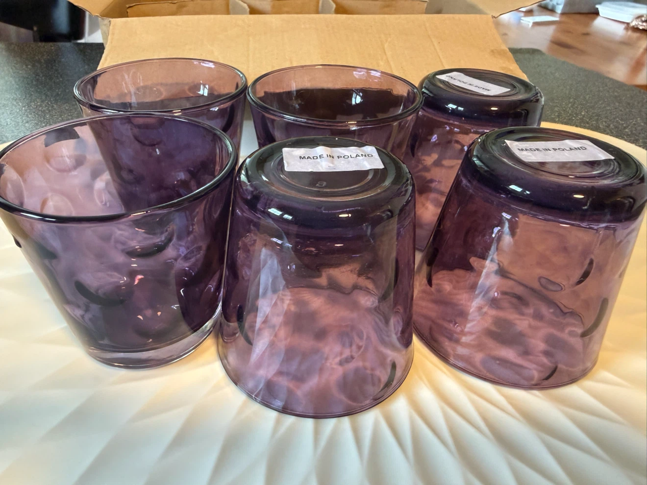 Set of 6 Purple Glass Tumblers