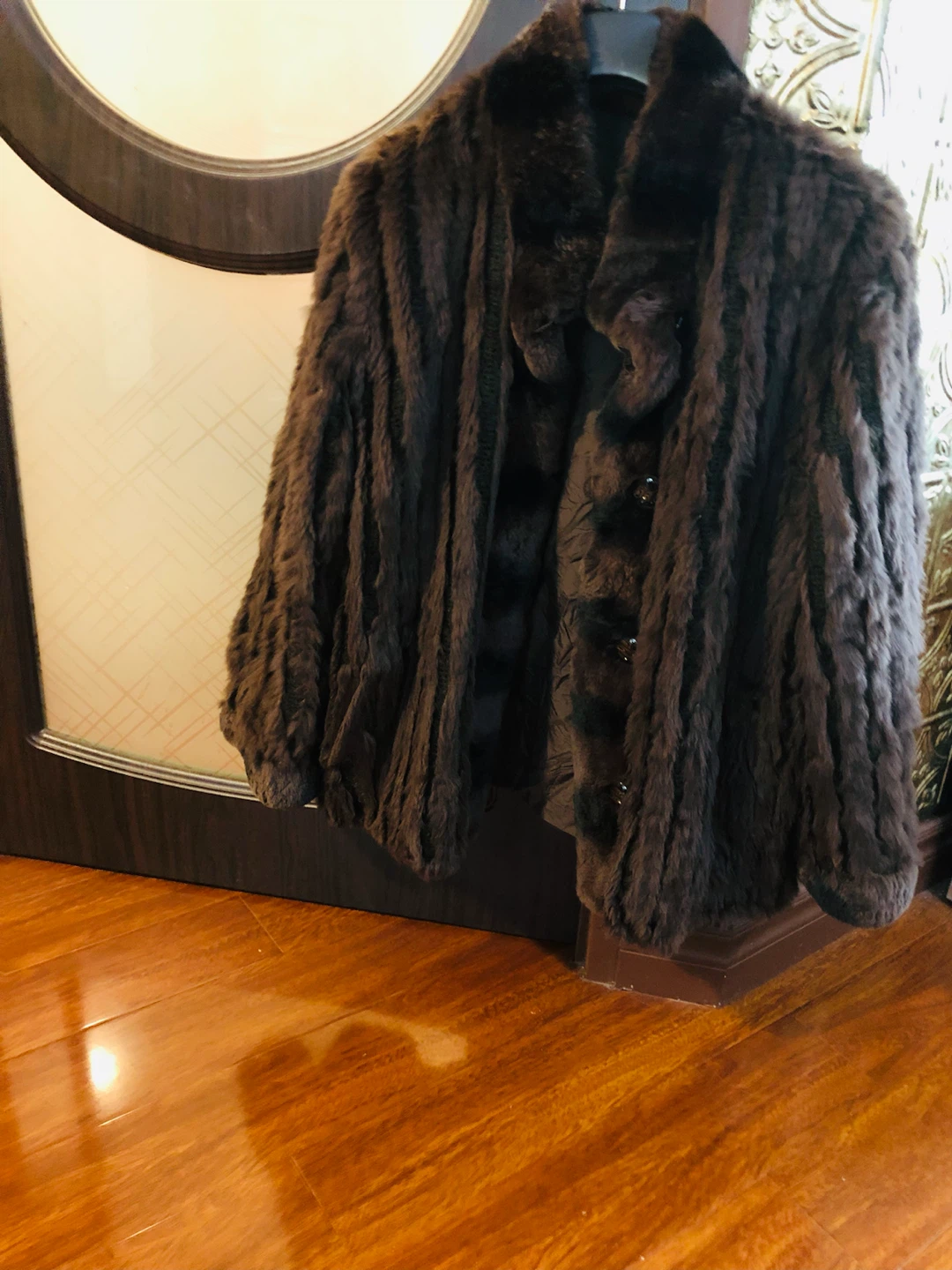 Brown Faux Fur Jacket L
