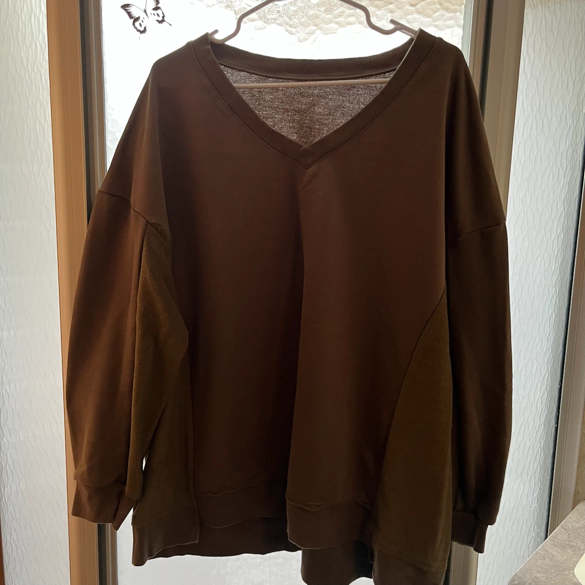 Brown V-Neck Sweatshirt
