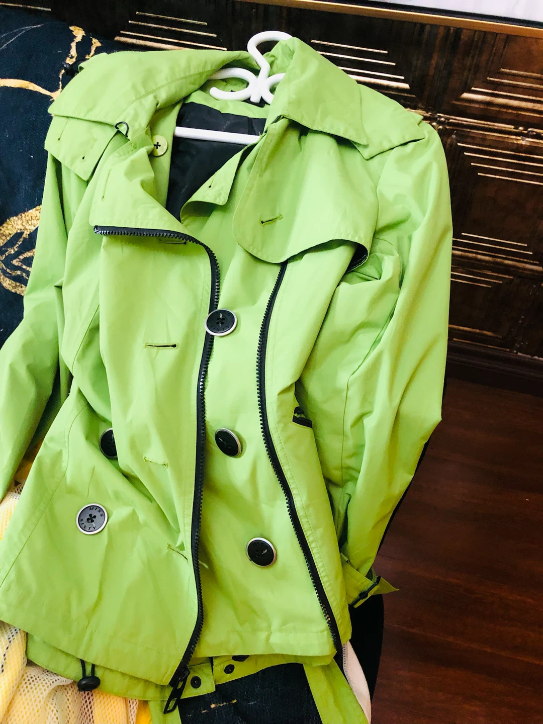 Lime Green Trench Coat jacket L