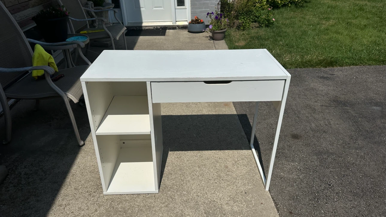 White Writing Desk with Drawer and Shelves