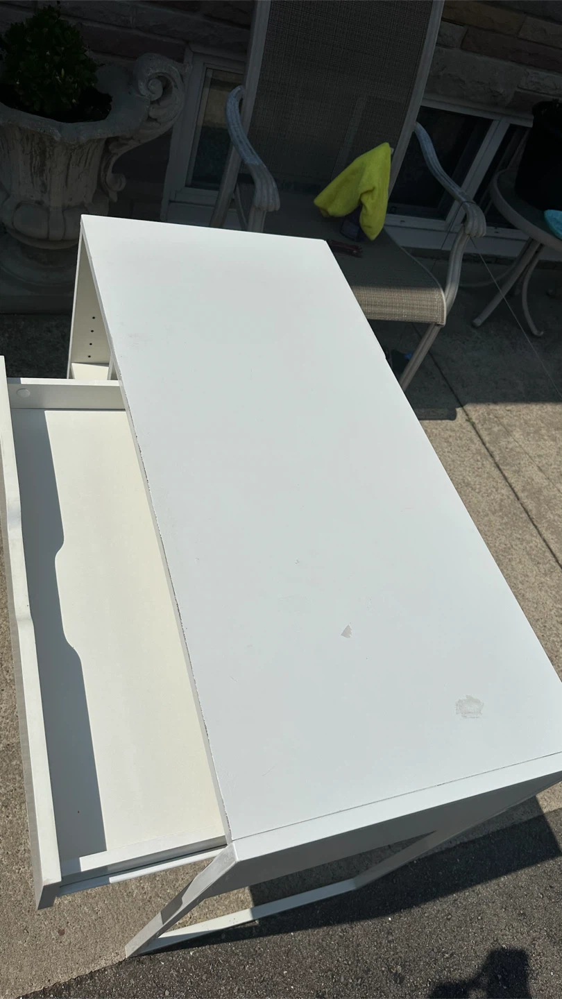White Writing Desk with Drawer and Shelves - photo 2