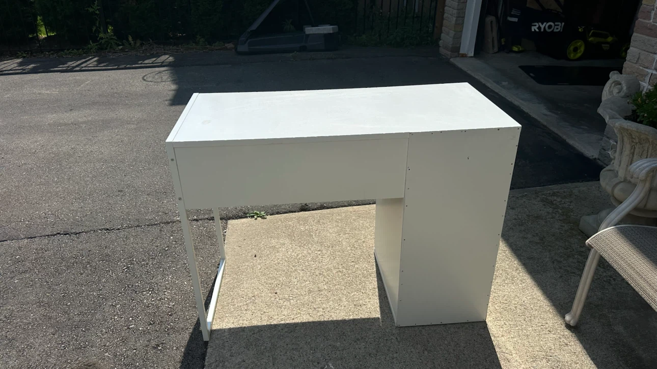 White Writing Desk with Drawer and Shelves - photo 3