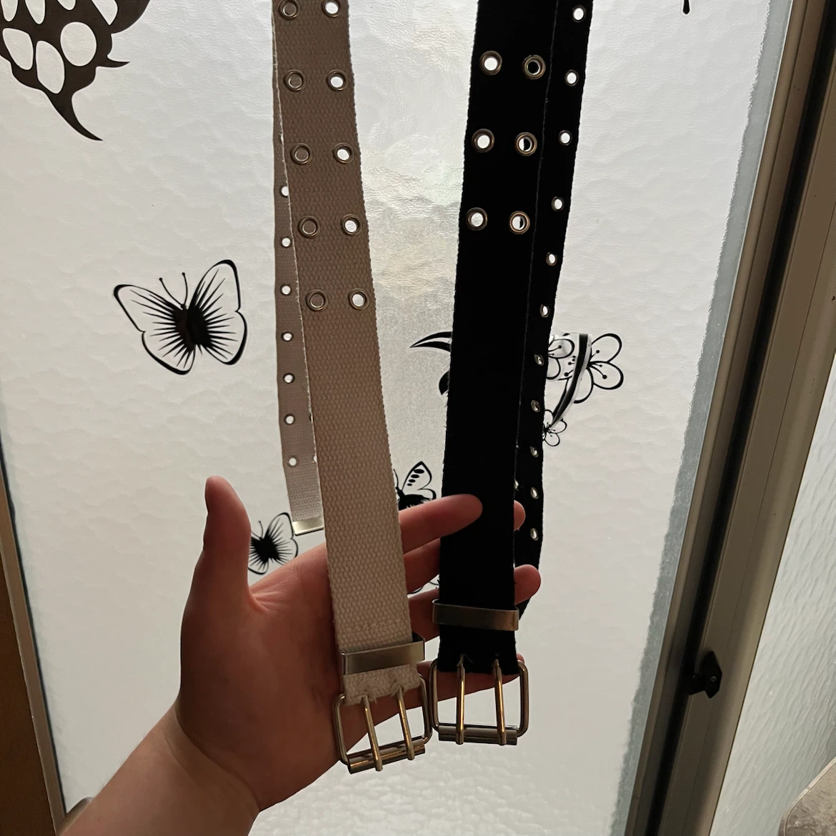 Two Canvas Web Belts - Black & White - photo 2