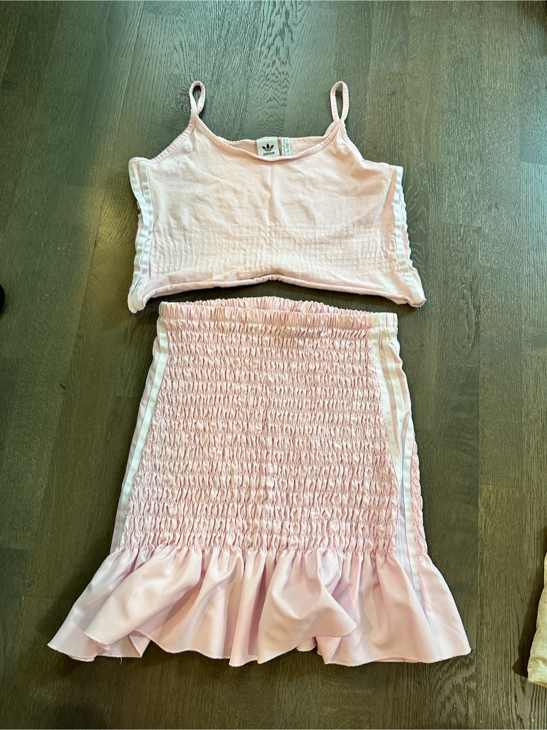 💓Adidas Smocked Skirt and Crop Top Set