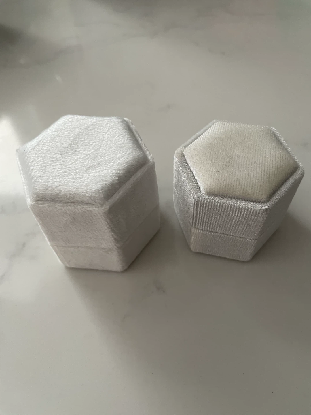 Set of 2 White Hexagon Ring Jewelry Boxes - photo 2