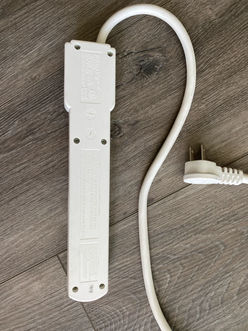 6-Outlet White Power Strip with Switch - photo 2
