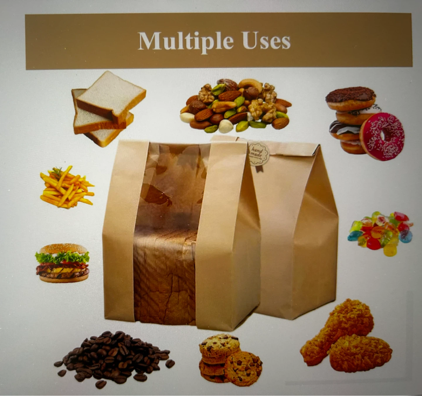 25 Brown Paper Bags with Label Seal Stickers - photo 4
